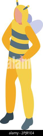 Abeille halloween animal costume icône vecteur isométrique. Fête mignonne. Enfant heureux Illustration de Vecteur