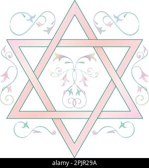 Star of David, conçu pour une invitation de Bat Mitzvah, cet art pourrait également être utilisé pour un mariage ou un groupe de femmes. Illustration de Vecteur