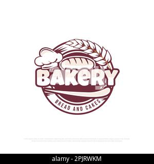 Logo de boulangerie design badge vecteur, meilleur pour le magasin de pain et de gâteaux, modèle d'emblème de magasin de boissons alimentaires Illustration de Vecteur