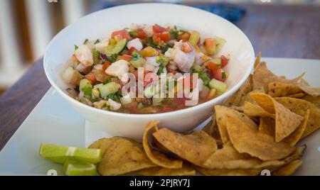 Conch ceviche prêt à manger au Belize Banque D'Images