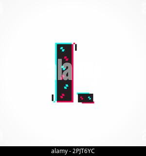 Résumé Glitch effet lettre d'identité L logo Design Illustration de Vecteur