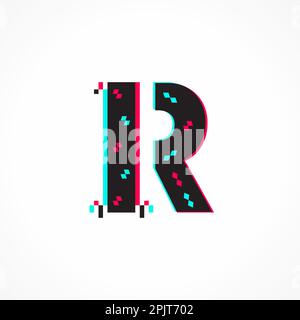 Résumé Glitch Effect lettre d'identité d'entreprise R logo Design Illustration de Vecteur