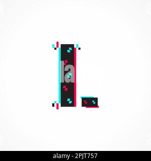 Résumé Glitch effet lettre d'identité L logo Design Illustration de Vecteur