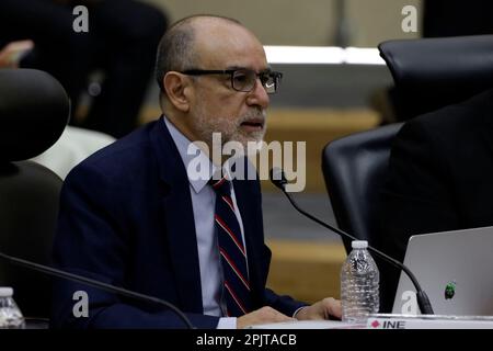 Mexico, Mexique. 3rd avril 2023. Le conseiller électoral, Jaime Rivera, lors de la session de l'Institut électoral national à Mexico. Sur 3 avril 2023 à Mexico, Mexique (Credit image: © Luis Barron/eyepix via ZUMA Press Wire) USAGE ÉDITORIAL SEULEMENT! Non destiné À un usage commercial ! Banque D'Images