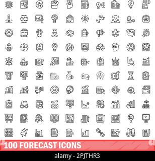 100 icônes de prévision définies. Illustration de 100 icônes de prévision ensemble de vecteurs isolé sur fond blanc Illustration de Vecteur