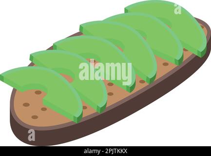 Tranches avocat toast icône vecteur isométrique. Tranche végétarienne. Déjeuner naturel Illustration de Vecteur