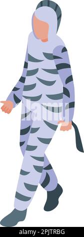 Zebra halloween animal costume icône vecteur isométrique. Carnaval enfant. Bonne mascotte Illustration de Vecteur