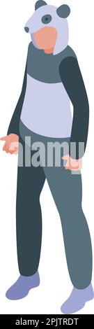 Panda halloween animal costume icône vecteur isométrique. Enfant mignon. Robe de tête Illustration de Vecteur