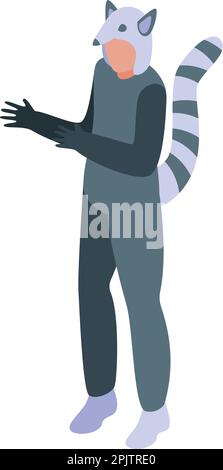 Raton laveur halloween animal costume icône vecteur isométrique. Carnaval enfant. Joyeux fantaisie Illustration de Vecteur