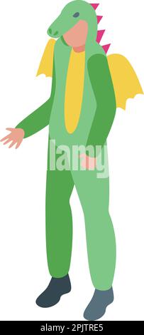 Dragon halloween animal costume icône vecteur isométrique. Fête de carnaval. Enfant mignon Illustration de Vecteur