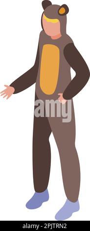 Ours halloween animal costume icône vecteur isométrique. Fête de carnaval. Drôle d'enfant Illustration de Vecteur