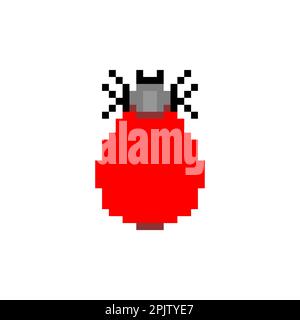 Pixel acarien art. 8 bit coche rouge encéphalitique pixélisée. Illustration de Vecteur
