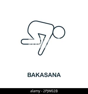 Icône de ligne Bakasana. Un élément simple de la collection de yoga. Icône de contour de Bakasana créative pour la conception de sites Web, les modèles, les infographies et plus encore Illustration de Vecteur