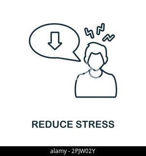 Icône réduire la ligne de contrainte. Un élément simple de la collection de yoga. Icône Creative Reduce stress Outline pour la conception Web, les modèles, les infographies et bien plus encore Illustration de Vecteur
