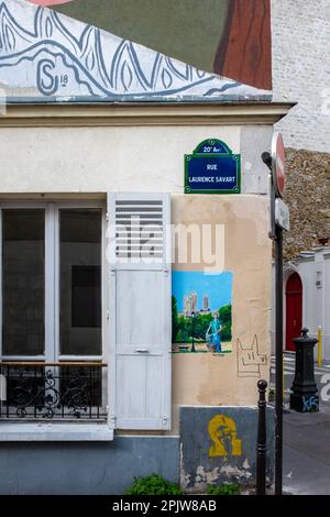 Paris,France,octobre 2022,vue sur l'art de rue dans la rue Laurence Savart dans le quartier 20th de la capitale Banque D'Images