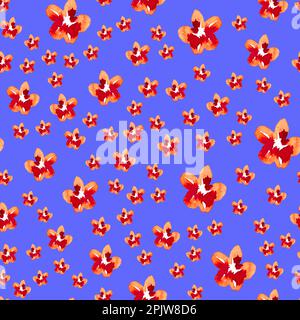 Motif sans couture de petites fleurs orange. Joli motif botanique Banque D'Images