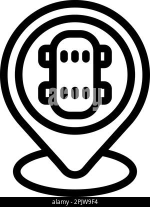 Vecteur de contour de l'icône de l'emplacement d'achat Skate. Scène de parcage. Scène rampe Illustration de Vecteur