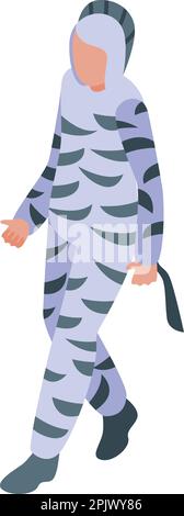 Zebra halloween animal costume icône vecteur isométrique. Carnaval enfant. Bonne mascotte Illustration de Vecteur