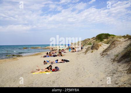 Parc régional des dunes côtières de Torre canne. Une oasis naturelle qui s'étend entre les municipalités de Fasano et Ostuni, Apulia; Italie, Europe Banque D'Images