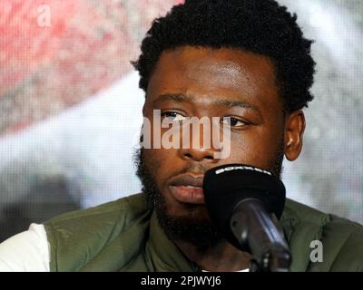 Isaac Chamberlain lors d'une conférence de presse à l'hôtel Landmark, Londres. Date de la photo: Mardi 4 avril 2023. Banque D'Images