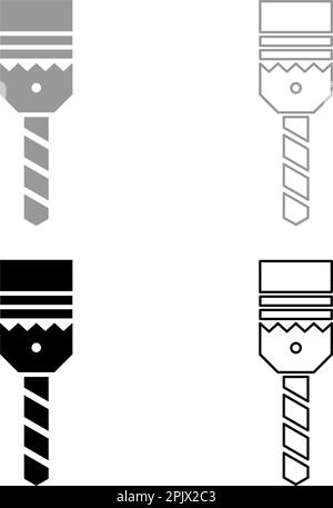 Foret avec embout de cartouche fixe utiliser l'icône Set gris noir couleur vecteur illustration image remplissage simple contour ligne mince plat Illustration de Vecteur
