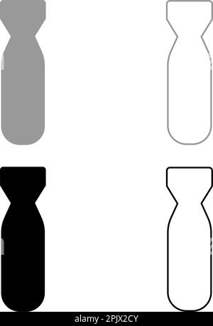 Bombe air Set icône gris noir couleur vecteur illustration image simple remplissage Uni contour ligne mince plat Illustration de Vecteur
