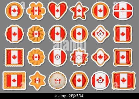 Biscuit fait maison avec drapeau pays Canada en savoureux biscuit, biscuit consiste en signe drapeau pays Canada sur biscuit naturel, biscuit frais avec fl Illustration de Vecteur