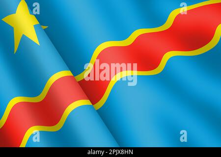 République démocratique du Congo agitant drapeau 3D illustration ondulation du vent Banque D'Images