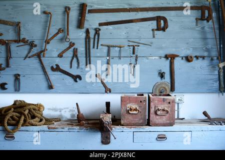 Musée Cervia Salt pans, outils de travail anciens et section ornithologique. Cervia, Ravenne, Émilie-Romagne, Italie Banque D'Images