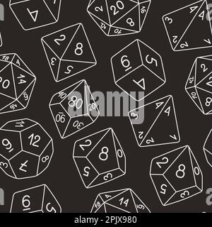 D8 D10 D12 D20 Dice pour les jeux de société modèle sans couture, jeu de dés de RPG pour le vecteur de jeu de table Illustration de Vecteur