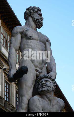 Le Hercule et le Cacus de Baccio Bandinelli (1533) représentent la victoire contre les méchants, dans un symbolisme pris des douze lameurs, sur la Piazza d Banque D'Images