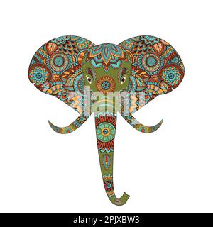 motif éléphant mandala décoration illustration vectorielle Illustration de Vecteur