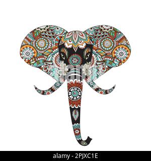 motif éléphant mandala décoration illustration vectorielle Illustration de Vecteur