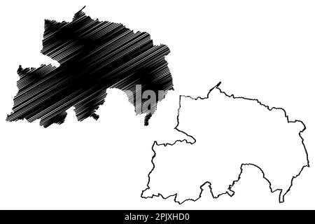 Wyre Forest zone non métropolitaine (Royaume-Uni de Grande-Bretagne et d'Irlande du Nord, comté cérémonial Worcestershire ou Worcs, Angleterre) carte v Illustration de Vecteur