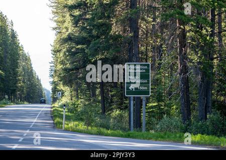 Panneau de protection Mountain dans le parc national Banff, au Bow Valley Parkway Banque D'Images