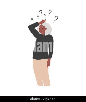 Noire femme âgée atteinte de démence ou d'Alzheimer Illustration de Vecteur