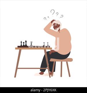 Homme noir senior pensant à Alzheimer, démence Illustration de Vecteur