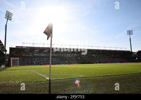 4th avril 2023 ; Stade Vitality, Boscombe, Dorset, Angleterre : Premier League football, AFC Bournemouth contre Brighton et Hove Albion ; à l'angle du Stade Vitality au soleil Banque D'Images