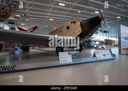 Junkers Ju-52/1m wagon de vol au Musée royal de l'aviation de l'Ouest du Canada à Winnipeg, Manitoba, Canada Banque D'Images