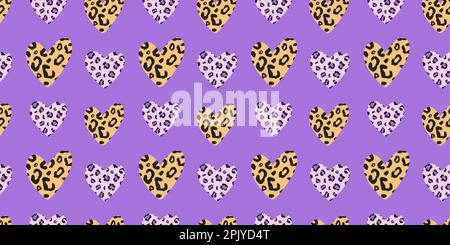 Cheetah Leopard peau d'animal coeur sans coutures motif Illustration de Vecteur