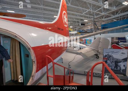 Air Canada Vickers VC2 Viscount à bord d'un avion de transport de passagers au Musée royal de l'aviation de l'Ouest du Canada à Winnipeg, Manitoba, Canada Banque D'Images