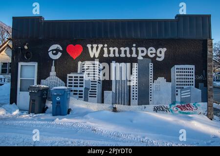 J'adore la fresque de Winnipeg, au Manitoba, au Canada Banque D'Images