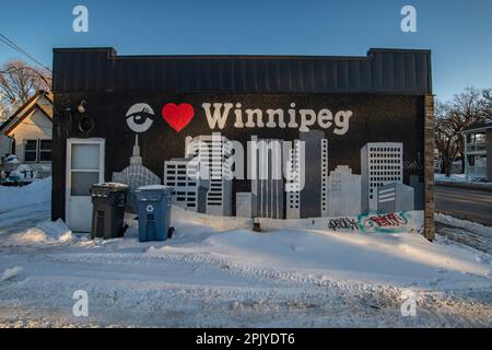 J'adore la fresque de Winnipeg, au Manitoba, au Canada Banque D'Images