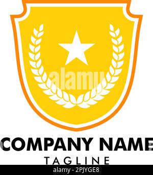 Modèle Shield Star avec logo Leaves Illustration de Vecteur