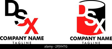 Jeu de conception initiale du modèle de logo DSX de la lettre Illustration de Vecteur