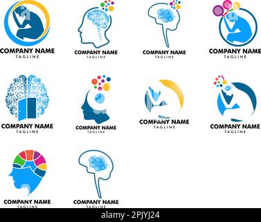 Ensemble de modèles de logo vectoriel de psychologie Illustration de Vecteur