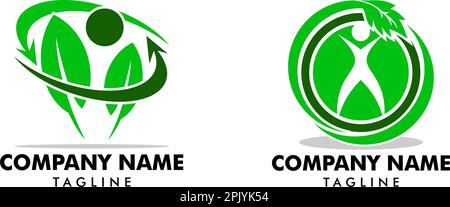 Jeu de modèles de logo de feuille humaine Illustration de Vecteur