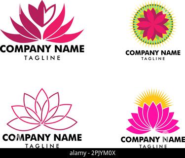 Ensemble de Beauté Vector Lotus fleurs design logo icône de modèle Illustration de Vecteur