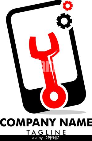 Modèle de conception de logo de réparation mobile Illustration de Vecteur