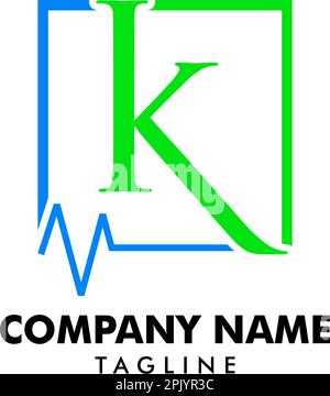 Modèle de logo lettre K Health Pulse Design Vector Illustration de Vecteur